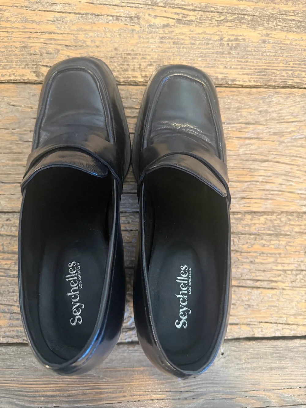 Seychelles Black block heeled loafer - Sz 10